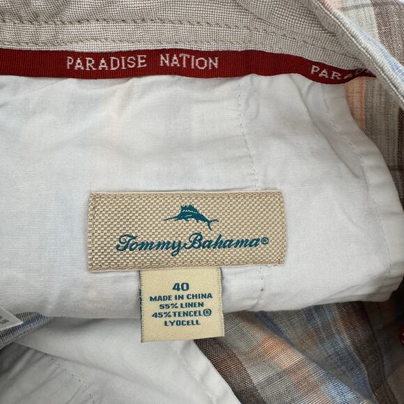 Tommy Bahama Shorts Mens 40 (40x9 ACTUAL) Linen Coastal Paradise Nation Blue Tan - Picture 4 of 8